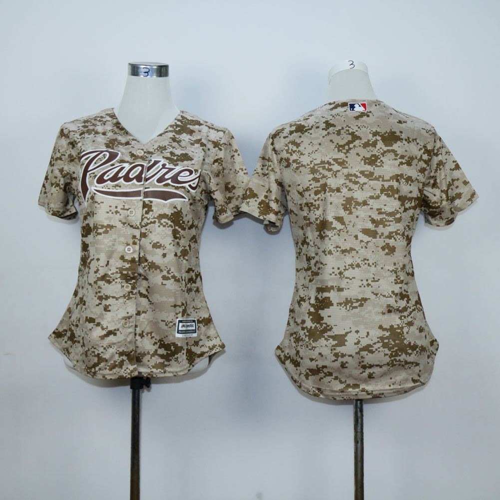 Women San Diego Padres Blank Camo MLB Jerseys->women mlb jersey->Women Jersey